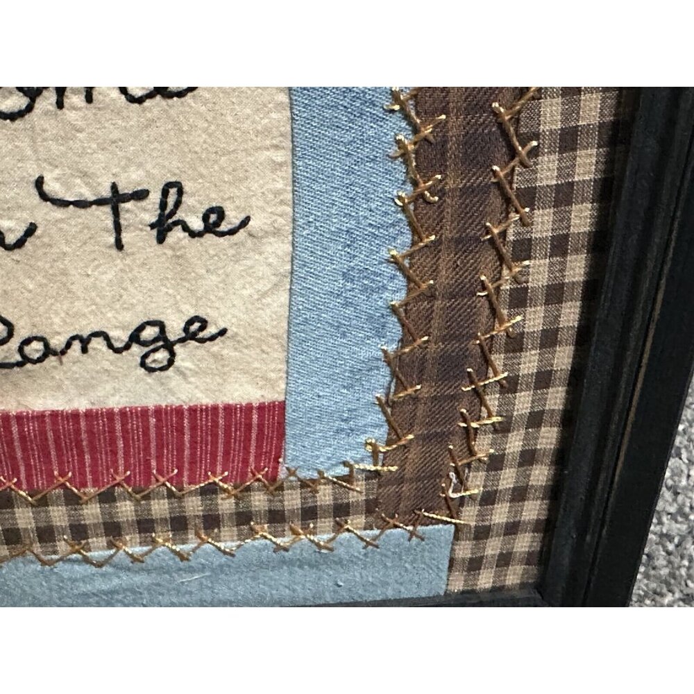 Framed Quilted Patchwork Wall Art Home On The Range 12" Square - Picture 5 of 6